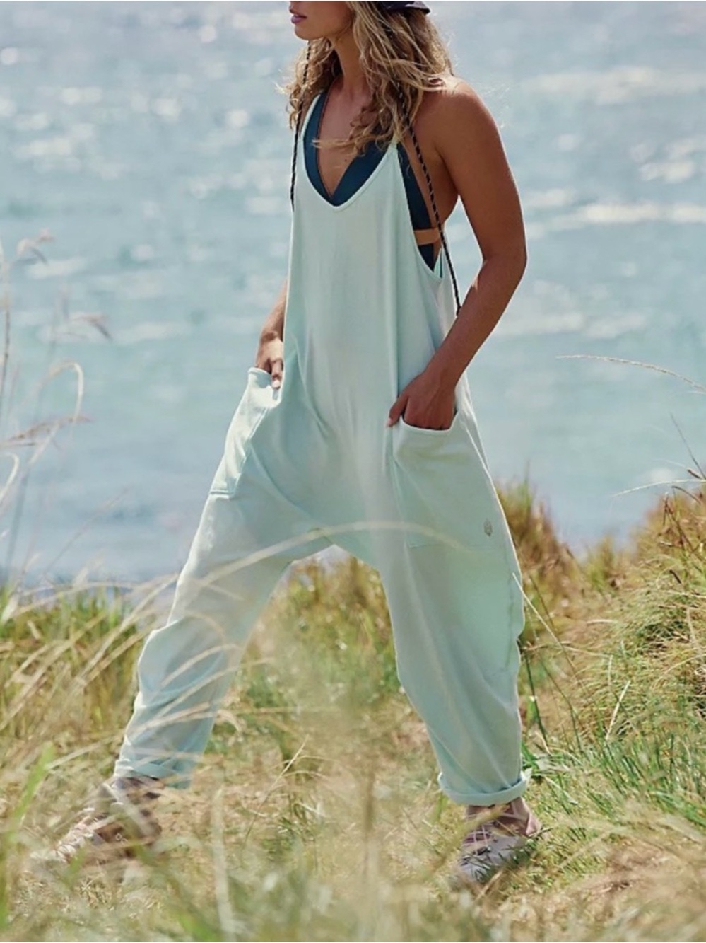 Free People Hot Shot Onsie Wide-Leg Jumpsuit Romper
